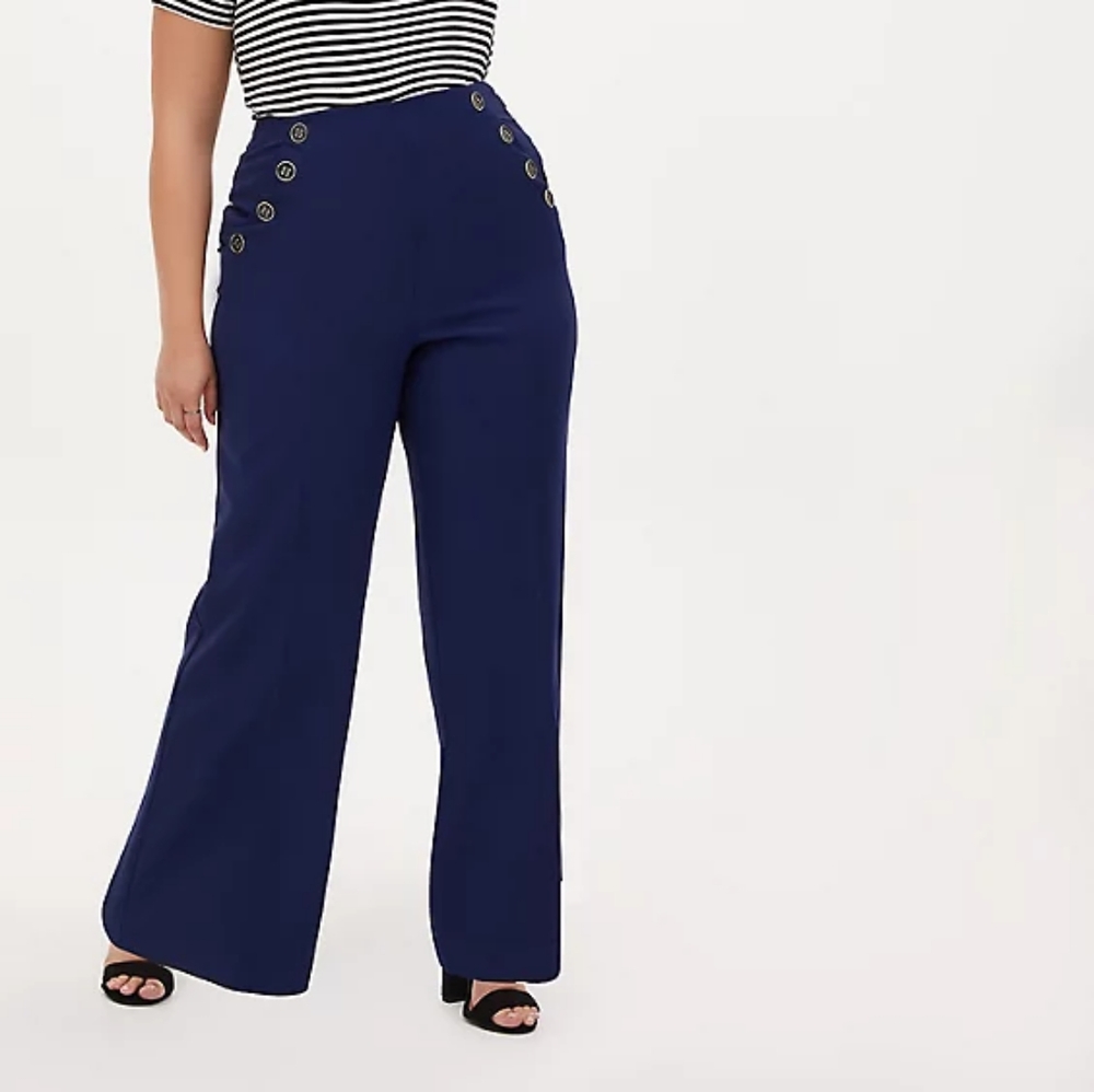 Torrid High Waist Navy Sailor Pants 20